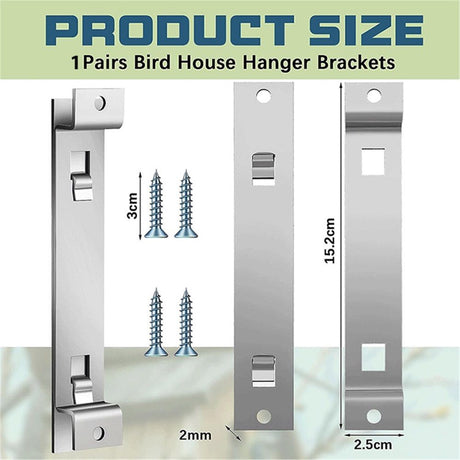 4 Sets of Bird House Brackets, Steel Bird House Mounting Bracket with Screws and Drywall Anchors, Bird Feeder Hanger Bracket Mounting Plate for Securing Bird Houses Nesting Boxes