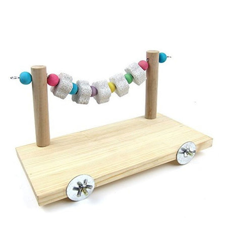 Wooden Stand Platform with Grinding Toys Bird Perch Stand for Parakeets Cockatiels Conures Rats Gerbils Chinchillas Squirrels