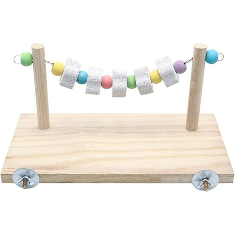 Wooden Stand Platform with Grinding Toys Bird Perch Stand for Parakeets Cockatiels Conures Rats Gerbils Chinchillas Squirrels