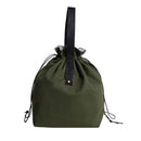 Canvas Drawstring Lunch Bag Insulated Lunch Tote Japanese Style Bento Tote Bag Reusable Lunch Bag with Handle and Drawstring（olive drab）