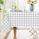 Rectangular checkered tablecloth PEVA for kitchen dining, picnic and camping, wrinkle free and washable tablecloth, black+white, 137*90cm