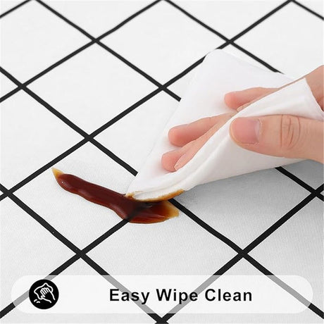 Rectangular checkered tablecloth PEVA for kitchen dining, picnic and camping, wrinkle free and washable tablecloth, black+white, 137*90cm
