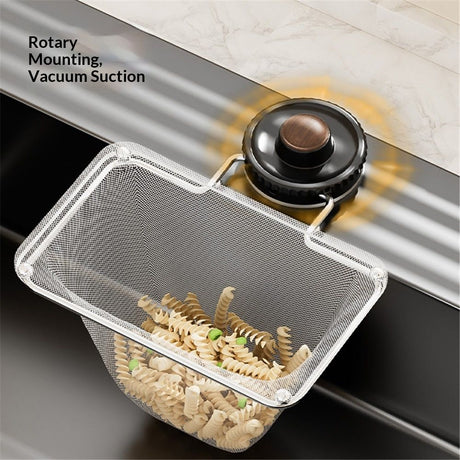 Kitchen Sink Strainer with Filter Mesh Bag, Suction Cup Food Waste Filter Basket, Foldable Washing Vegetables and Fruits Drying Bag Holder (Black Sink Strainer2pcs +100pcs Mesh Bag)