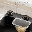 Kitchen Sink Strainer with Filter Mesh Bag, Suction Cup Food Waste Filter Basket, Foldable Washing Vegetables and Fruits Drying Bag Holder (Black Sink Strainer2pcs +100pcs Mesh Bag)