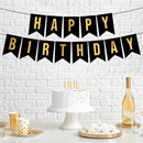 2pcs Black Gold Happy Birthday Banner Birthday Party Supplies for Adult Boy Girl  Black Bday Party Decorations & Decor for Men & Women.