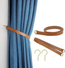 Leather Curtain Tiebacks Vintage Style Curtain Tie Backs Leather Curtain Rod Holder Curtain Buckle for Home Offic Living Room Bedroom 4 Pcs (Light Brown)