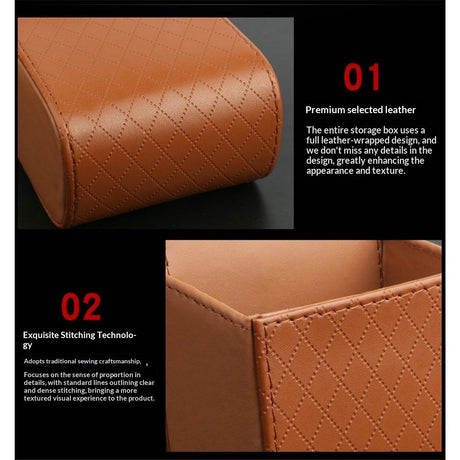 2pcs Car Vent Storage Bag, PU Leather Automotive Dashboard Organizer Pocket with Hook, Portable Vehicle Hanging Storage Pouch for Key, Coin, Cell Phone, Sunglasses （brown）