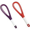 2pcs Kitchen Twist Whisk, 29CM Plastic Flat Balloon Whisk Thick Wire Egg Frother Beater Non Stick Cookware For Cooking Blending Whisking Stirring, Purple+Red