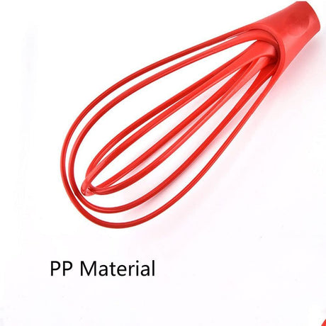 2pcs Kitchen Twist Whisk, 29CM Plastic Flat Balloon Whisk Thick Wire Egg Frother Beater Non Stick Cookware For Cooking Blending Whisking Stirring, Purple+Red