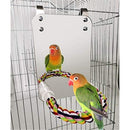 Bird Mirror for Cage, Bird Parrot Mirror with Rope for Cockatiel Conures, Lovebirds, Parrot, Canaries, and Budgies（Mirror+6 Bell String）