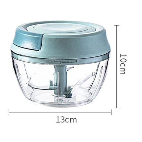 Manual Food Processor Vegetable Chopper, Portable Hand Pull String Garlic Mincer Onion Cutter for Veggies, Ginger, Fruits, Nuts, Herbs, etc.,  Blue