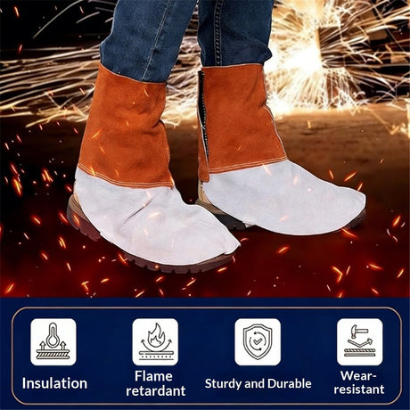 cowhide Welding Spats - Heat and Abrasion Resistant Welding Boot Covers - Shoes Protectors - Welding Gaiters, 1 Pair