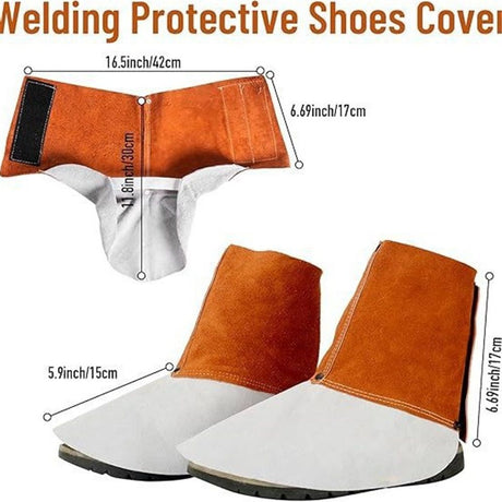 cowhide Welding Spats - Heat and Abrasion Resistant Welding Boot Covers - Shoes Protectors - Welding Gaiters, 1 Pair