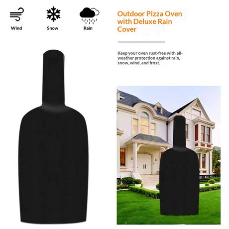 Outdoor Pizza Oven Cover - Black Weather Resistant Dustproof BBQ Rain Cover for Wood/Charcoal Fired Pizza Oven (165x65x45cm)
