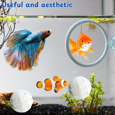 2 set Enrichment Toys with Filter Ball set, Turtle Water Cleaner Ball, Aquarium Feeding Ring with Balls, Betta Fish Toy, Aquatic Turtle Enrichment Toy, Tortoise Supplies (729mm)