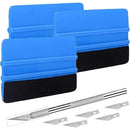 2 set Durable Black Felt Edge Vinyl Squeegee Tool 4-Inch & Craft Knife, Car Vinyl Film Wrapping Decal Window Tint Work, Professional Scratch Free Squeegee