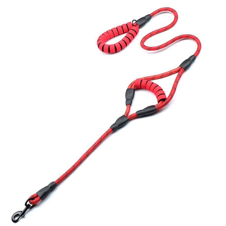 Dog Leash 5ft Long with 2 Comfortable Padded Handles, Reflective Threads Double Handles Lead for Control Safety Dog Training Leash for Small Medium Large Dogs (5 FT, Red)