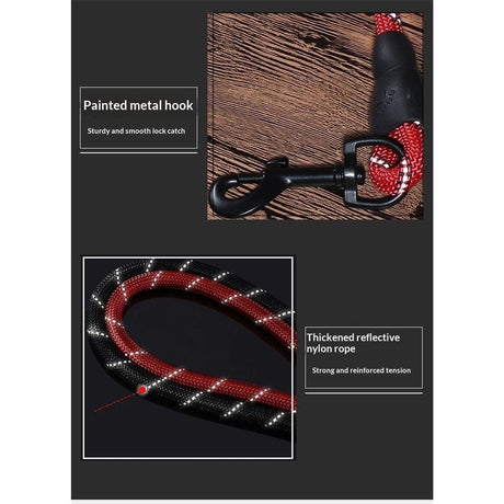Dog Leash 5ft Long with 2 Comfortable Padded Handles, Reflective Threads Double Handles Lead for Control Safety Dog Training Leash for Small Medium Large Dogs (5 FT, Red)