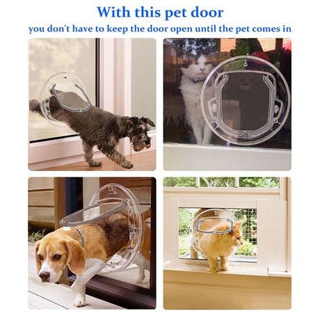 Ultra Clear Pet, Cat and Dog Door with Locks for Screens, Glass Doors and Windows up to Small, transparent