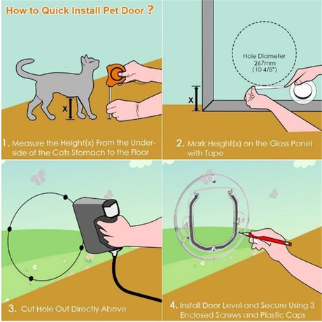 Ultra Clear Pet, Cat and Dog Door with Locks for Screens, Glass Doors and Windows up to Small, transparent
