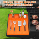 Silicone Griddle Tools Mat, Griddle Accessories Side Shelf Mat Grill Pad for Outdoor Grill Kitchen Counter Spatula Silicone Mat with Drip Pad (Orange)
