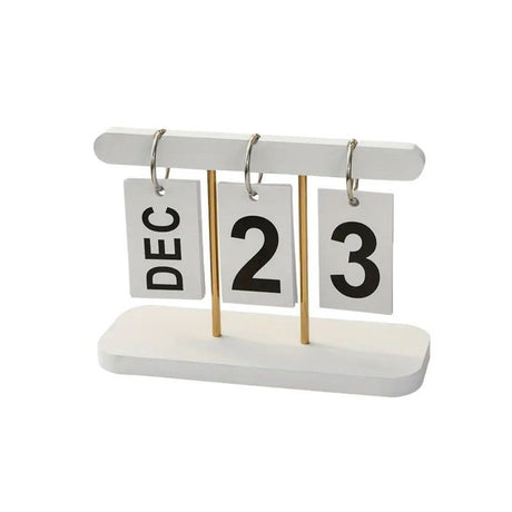 Perpetual Daily Flip Calendar for Desk Reusable Office Desktop Decor Home Accessories Photography Props (White)