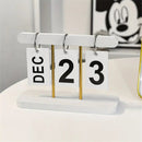 Perpetual Daily Flip Calendar for Desk Reusable Office Desktop Decor Home Accessories Photography Props (White)