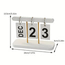 Perpetual Daily Flip Calendar for Desk Reusable Office Desktop Decor Home Accessories Photography Props (White)