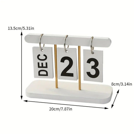 Perpetual Daily Flip Calendar for Desk Reusable Office Desktop Decor Home Accessories Photography Props (White)