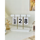 Perpetual Daily Flip Calendar for Desk Reusable Office Desktop Decor Home Accessories Photography Props (White)