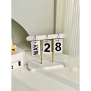 Perpetual Daily Flip Calendar for Desk Reusable Office Desktop Decor Home Accessories Photography Props (White)