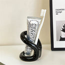 Handmade Ceramic Holder Stand for Toothbrushes, Makeup Brushes, and Pens - Minimalist Design for Bathroom Vanity and Countertops Decor (Black)
