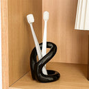 Handmade Ceramic Holder Stand for Toothbrushes, Makeup Brushes, and Pens - Minimalist Design for Bathroom Vanity and Countertops Decor (Black)