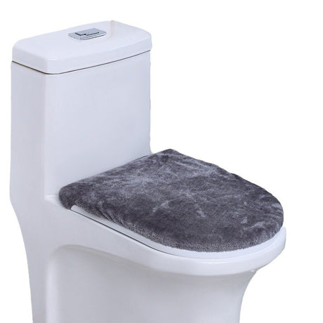 Toilet Lid Cover – velvet, dark gray, Soft & Absorbent, Non-Slip, Machine Washable Bathroom Lid Cover Mat