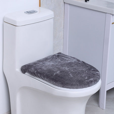 Toilet Lid Cover – velvet, dark gray, Soft & Absorbent, Non-Slip, Machine Washable Bathroom Lid Cover Mat