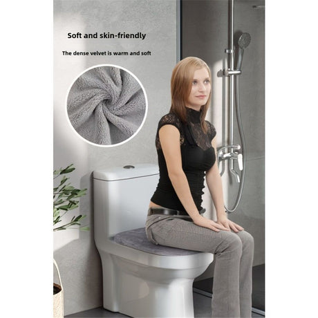 Toilet Lid Cover – velvet, dark gray, Soft & Absorbent, Non-Slip, Machine Washable Bathroom Lid Cover Mat