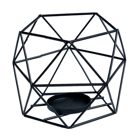Candle Holder Tealight Holders - 2 Pcs Black Candle Holders for Tea Light & Pillar Candles， Geometric Table Decor for Wedding Party Centerpieces Birthday Gifts