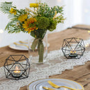 Candle Holder Tealight Holders - 2 Pcs Black Candle Holders for Tea Light & Pillar Candles， Geometric Table Decor for Wedding Party Centerpieces Birthday Gifts