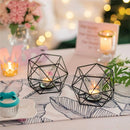 Candle Holder Tealight Holders - 2 Pcs Black Candle Holders for Tea Light & Pillar Candles， Geometric Table Decor for Wedding Party Centerpieces Birthday Gifts