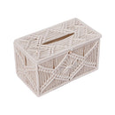 Handmade Tissue Box Cover Rectangle Decorative Boho Tissue Holder Cotton Rope Woven Napkin Facial Paper Organizer Bohemian Desk Storage Container (Ivory)