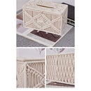 Handmade Tissue Box Cover Rectangle Decorative Boho Tissue Holder Cotton Rope Woven Napkin Facial Paper Organizer Bohemian Desk Storage Container (Ivory)