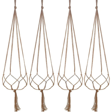 4 pack Hemp Rope Plant Hanger Hanging Planter 47.2 Inch for Plant Pot, Without Pot and Plant (Light Brown-Hemp)