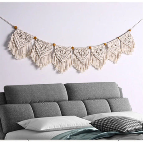 Wall Hanging Fringe Banner - Boho Chic Bohemian Decor - Apartment Dorm Living Room Bedroom Decorative Art, 7 Flags