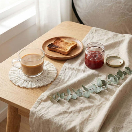 4 pack Coasters Woven Boho Handmade Placemats, for Desk Table Kitchen Dining Room Drink Picnic Housewarming Home Decor Rattan
