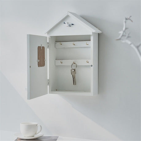 Nautical Style Key Cabinet, Mediterranean Wall Mounted Key Cabinet Wooden Keys Organizer for Office Home Bookstore Dining Room