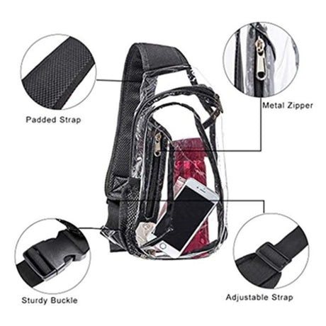 Clear Sling Bag, Stadium Approved Clear Bag, Transparent Chest Daypack for Hiking, Stadium or Concerts（only bag）