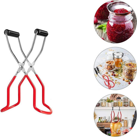 2 pack Canning Jar Lifter Tongs, Stainless Steel Jar Lifter with Grips - for Slip Wide-Mouth Clip for Kitchen Restaurant