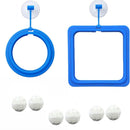 2 set Turtle Feeding Ring with Suction Cup and Nitrifying Balls Fish Food Holder Aquatic Toys for Turtles Tortoise Goldfish Guppy Koi Puffer Turtle Tank Accessories (Square & Circle)
