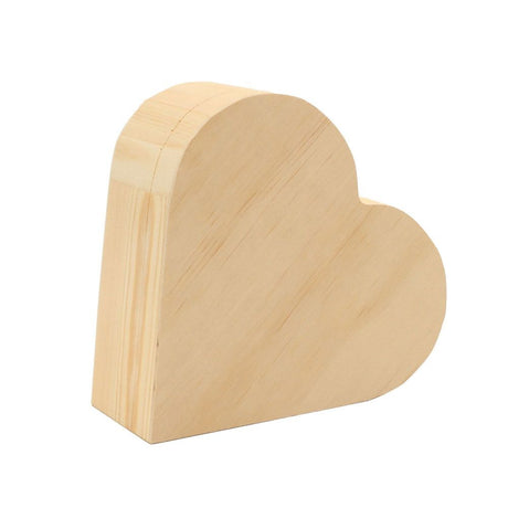 2 pack Heart-Shaped Unfinished Wooden Box Natural Pine Wood DIY Craft Wooden Boxes with Lid for Storage Crafts