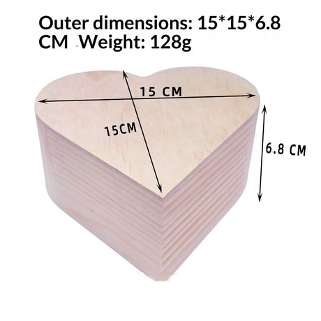 2 pack Heart-Shaped Unfinished Wooden Box Natural Pine Wood DIY Craft Wooden Boxes with Lid for Storage Crafts